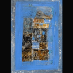 BLUE COLLAGE I|100 x 70 cms |Mixta sobre cartón |2004